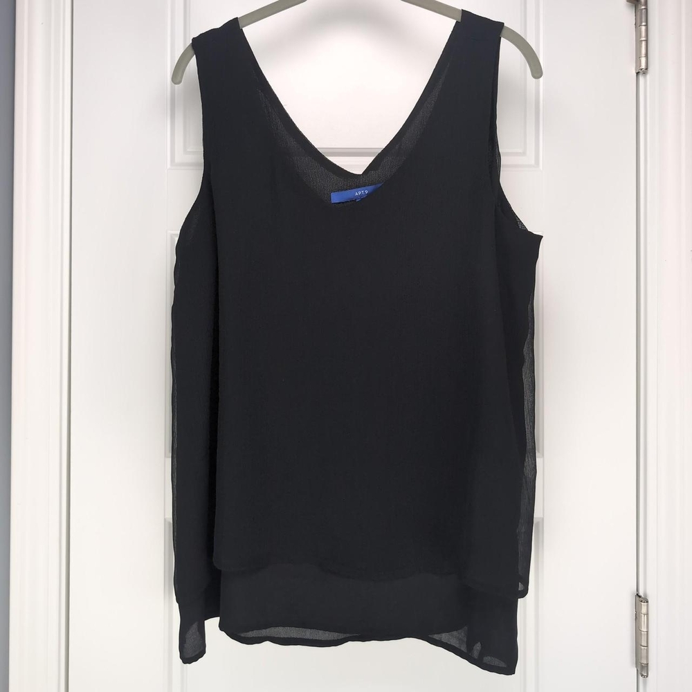 Apt. 9 Black and Blue Asymmetrical Sleeveless Blouse